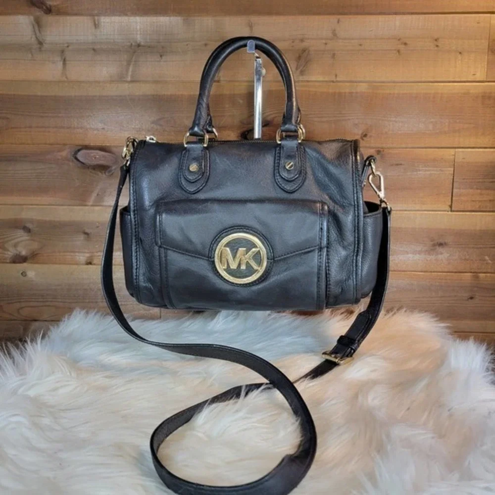 Michael Kors Black Pebbled Leather Margo Satchel